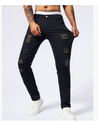 Distressed Denim with Elegant Appeal